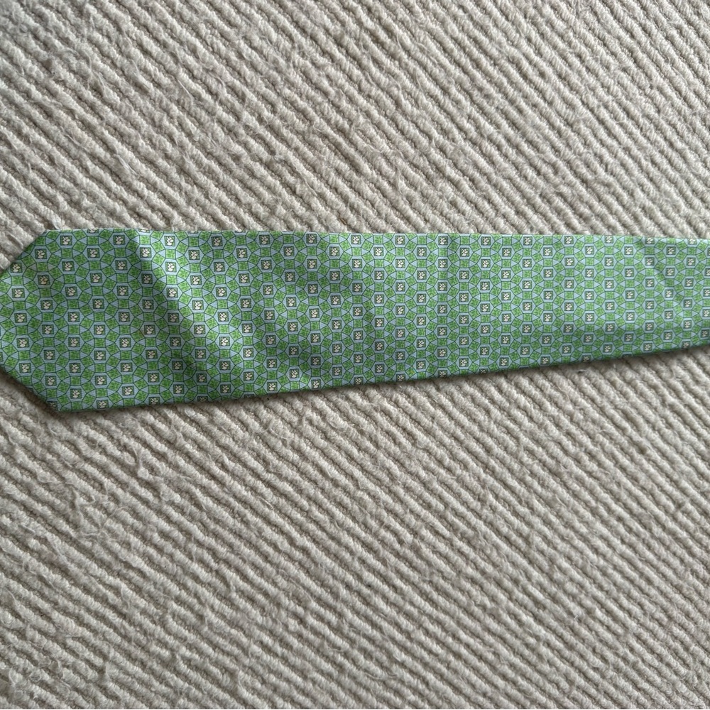 Salvatore Ferragamo Green Geometric Men's Tie